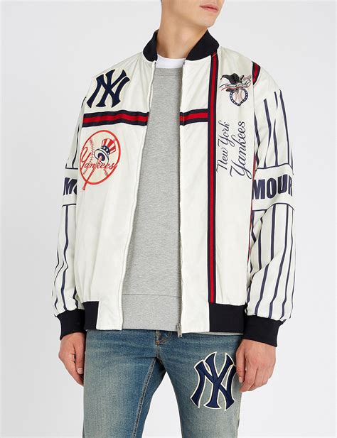 gucci yankees jacket white|men's Gucci overcoat.